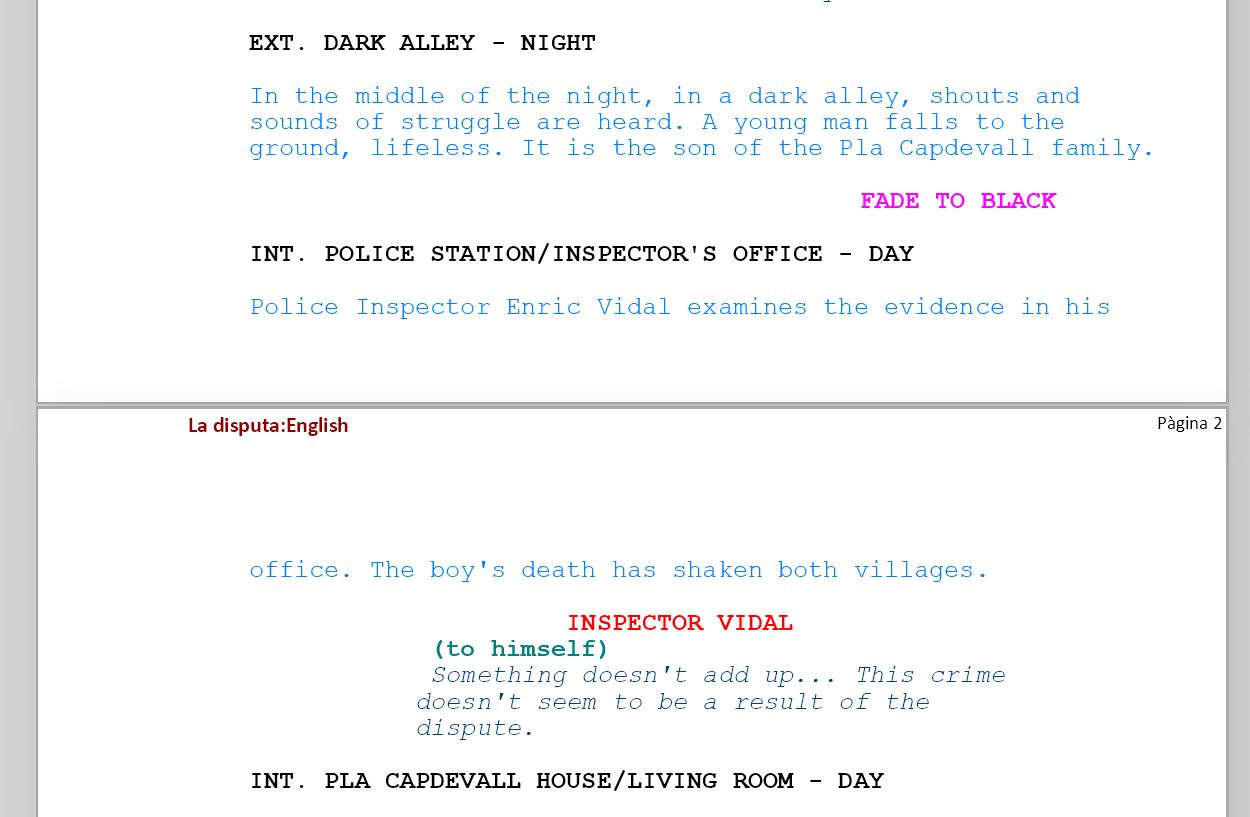 Captura de pantalla de l'editor CineWriter